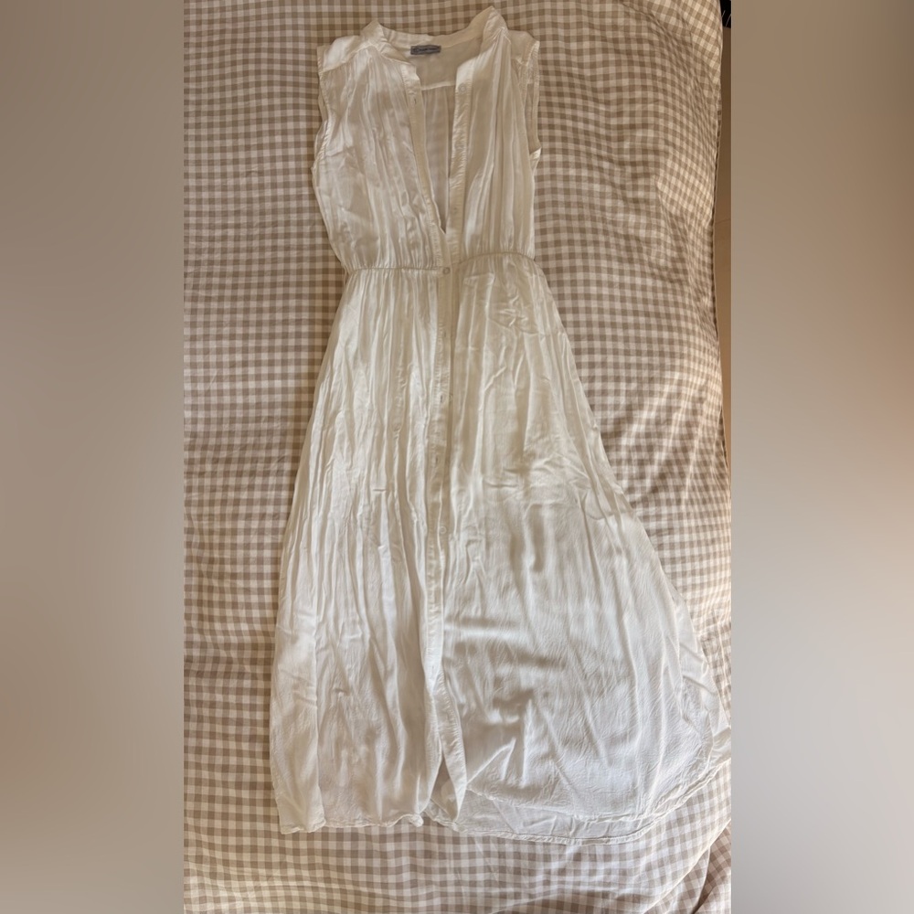 Lightweight White Button-Front Midi Dress